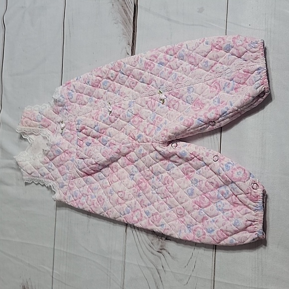Vintage Evy Of California Baby Toddler USA Made Quilted Overalls 6 to 9 Months - Picture 1 of 8
